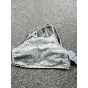 Hot Water Swimwear Women's White Small Crochet Halter Bikini Top